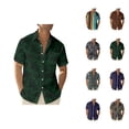 thumbnail image 1 of Hawaiian Shirt for Men Summer Short Sleeve Button Down Lapel Collar Floral Print Casual Beach Shirt Vacation Outfits, 1 of 6