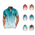 thumbnail image 1 of Hawaiian Shirt for Men Summer Short Sleeve Button Down Lapel Collar Gradient Color Casual Beach Shirts Vacation Outfits, 1 of 4
