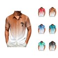 thumbnail image 1 of Hawaiian Shirt for Men Summer Short Sleeve Button Down Lapel Collar Gradient Color Casual Beach Shirts Vacation Outfits, 1 of 5