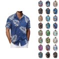 thumbnail image 1 of Hawaiian Shirt for Men Summer Short Sleeve Button Up Notch Collar Tropical Print Beach Shirts Vacation Outfits, 1 of 5