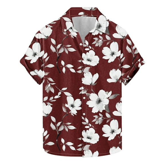 Hawaiian Shirt for Men, Tropical Graphic Beach Shirts Casual Summer Button Down Short Sleeve Floral Shirt Vacation Outfits