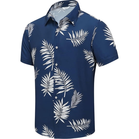 Hawaiian Shirt for Men, Unisex Summer Beach Casual Short Sleeve Button Down Shirts, Printed Palmshadow Clothing