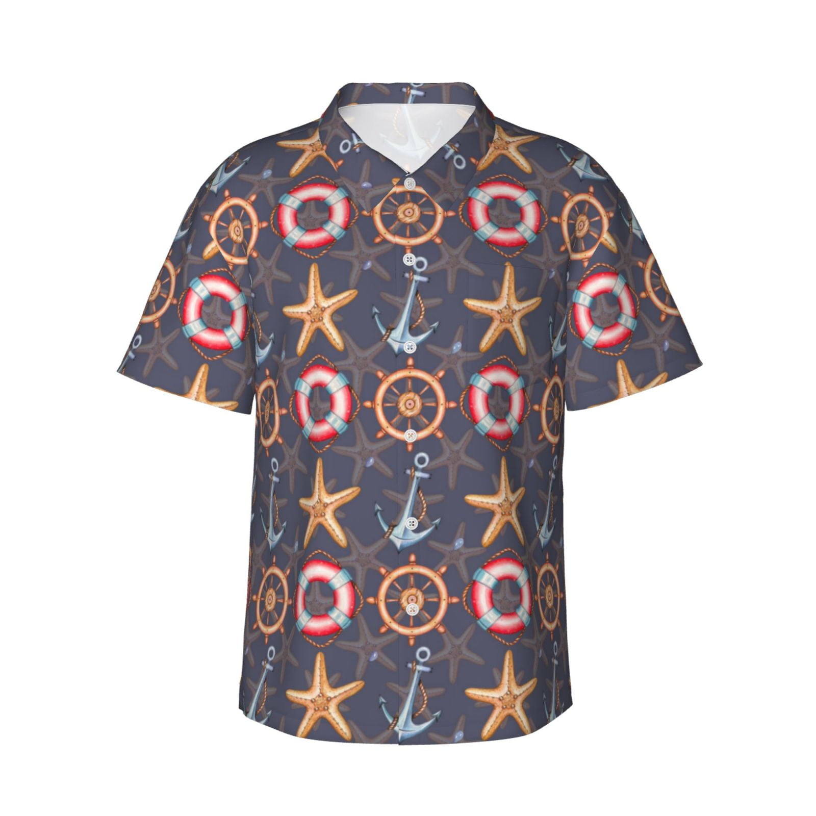 Hawaiian Shirt for Men - anchors ship starfish cool Casual Summer Beach ...