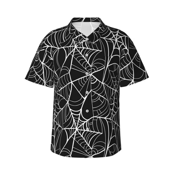 Hawaiian Shirt for Men, halloween Spider web print Summer Shirts for Men, Mens Button Down Short Sleeve Shirt