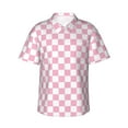 thumbnail image 1 of Hawaiian Shirt for Men - pink pastel checkered Casual Summer Beach Shirts Mens Short Sleeve Button Shirts, 1 of 7