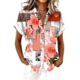 thumbnail image 1 of Hawaiian Shirt for Women Short Sleeve Tropical Print Button Down Shirt Business Casual Work Tops, 1 of 5