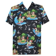 ALVISH Hawaiian Shirts 49 Mens Reindeer Santa Beach Aloha Casual Holiday Black S
