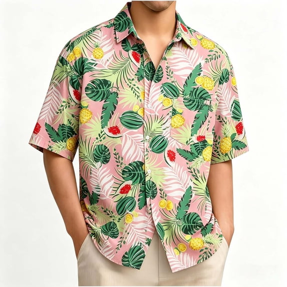 Hawaiian Shirts For Men Casual Button Down Short Sleeve Tops Summer Breathable Comfy Tropical Printed Beach Vacation Shirt,Sizes M-3XL