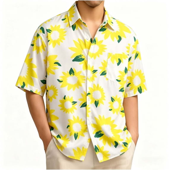 Hawaiian Shirts For Men Casual Button Down Short Sleeve Tops Summer Breathable Comfy Tropical Printed Beach Vacation Shirt,Sizes M-3XL
