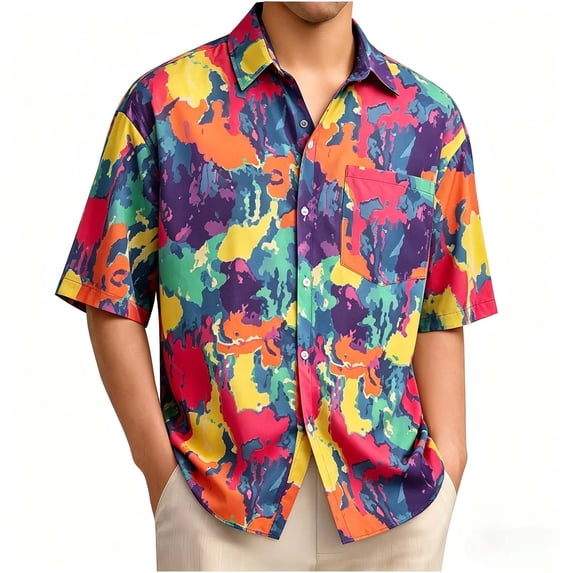 Hawaiian Shirts For Men Casual Button Down Short Sleeve Tops Summer Breathable Comfy Tropical Printed Beach Vacation Shirt,Sizes M-3XL