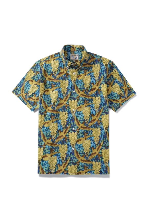 Hawaiian Shirts For Men Maurice Pillard Verneuil Birds and Wisteria Designer Shirt Short Sleeve