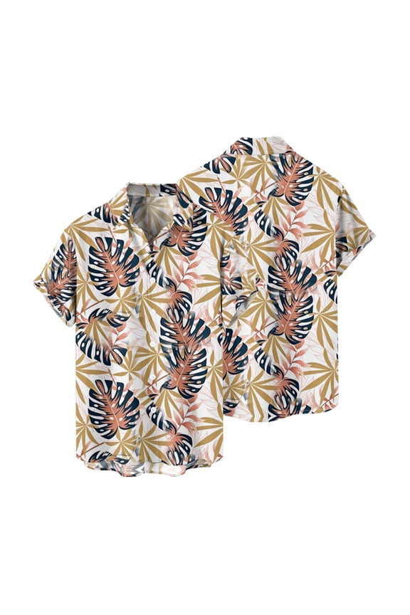 Hawaiian Shirts For Men Short Sleeve Button Down Funny Printed Beach Aloha Shirt Holiday Tropical Print Brown S