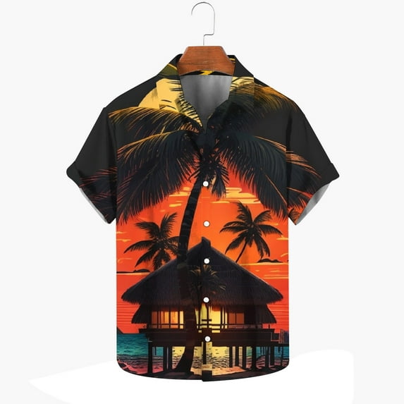 Hawaiian Shirts for Men Vintage,Men's Short Sleeve Button Down Vintage Beach Shirts,Hawaiian Casual Printed Beach Shirt Summer Regular Fit Top,Mens Floral Beach Shirts Wrinkle Free