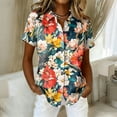 thumbnail image 1 of Hawaiian Shirts Women Hawaii Tshirt Cool Floral Tropic Print Graphic Tees Tops Button Up Summer Vacation Shirt Red M, 1 of 5