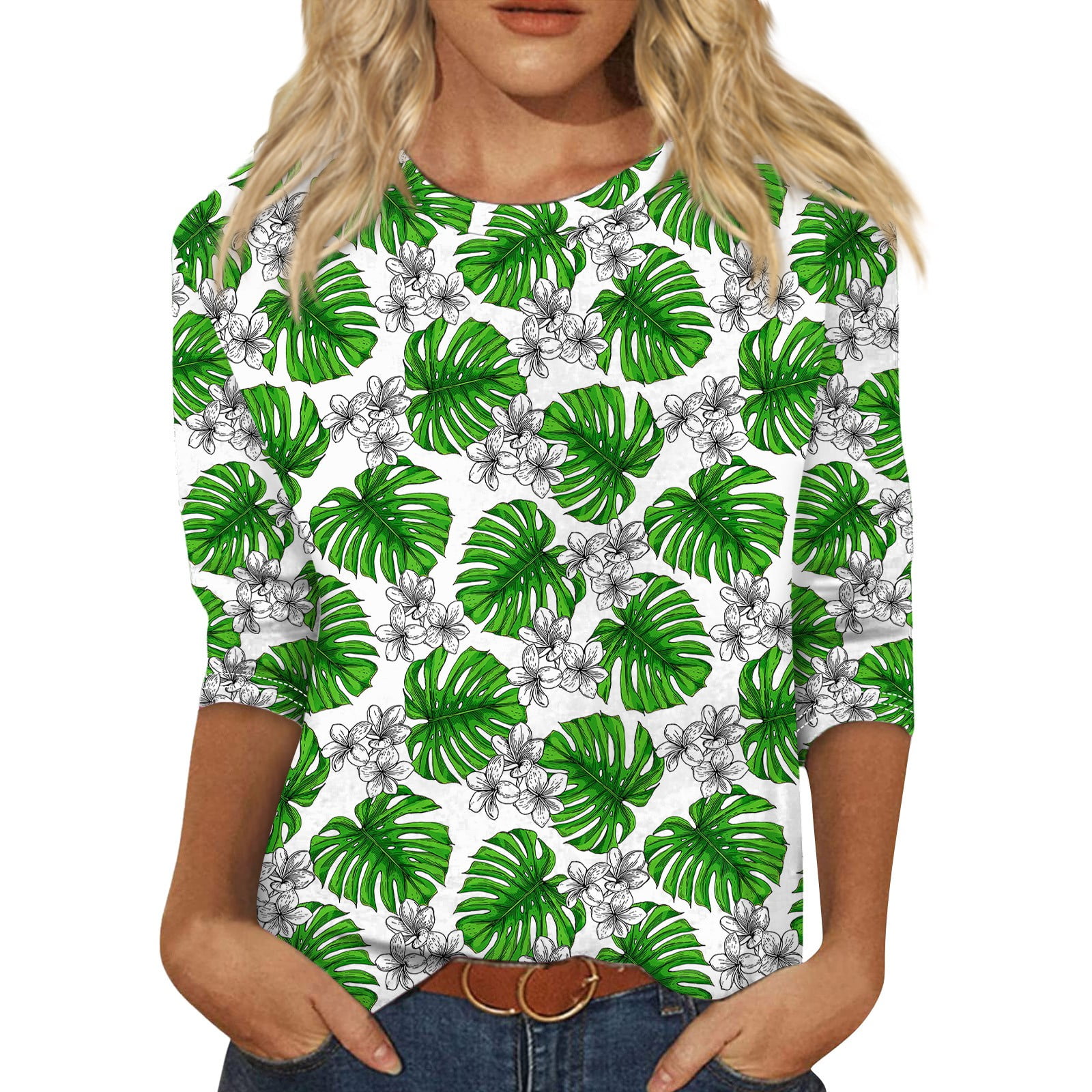 Tropical Kiwi 3/4 Sleeve Top
