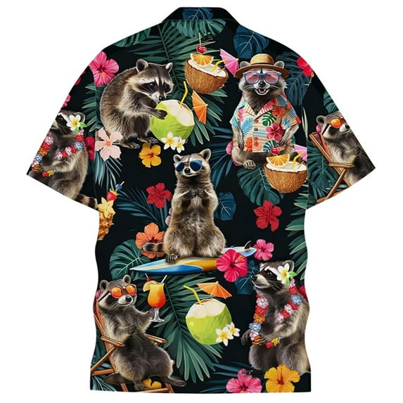 Hawaiian Shirts for Men Button Up Short Sleeve Turn Down Collar Shirt Funny Beach Summer Dark Green M