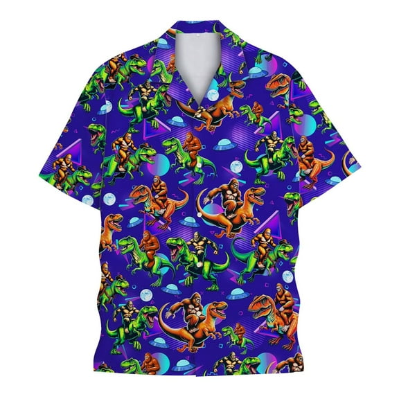 Hawaiian Shirts for Men Funny Print Lightweight Short Sleeve Button Up Shirt Turndown Collar Relalxed Fit Men Shirts Graphic Blue S