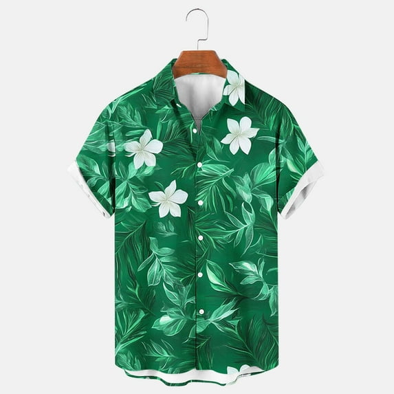 Hawaiian Shirts for Men Men's Casual Shirt Short Sleeve Vintage Print Shirt Cuba Beach Vacation Summer Shirts Button Down Shirt Top