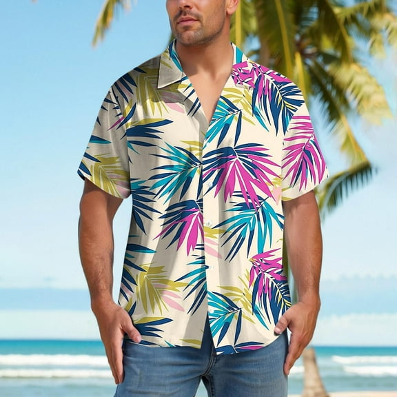 Hawaiian Shirts for Men Short Sleeve Casual Button Down Shirt Tropical Summer Beach Shirt