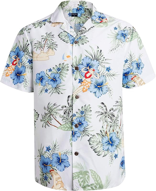 Tropical Storm Hawaiian Shirts For Men - Short Sleeve Regular Fit Floral Button-Up Shirts, Quick-Dry Polyester - View #2