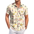thumbnail image 1 of Hawaiian Shirts for Men Summer Big and Tall Tropical Print Mens Button Down Short Sleeve Shirt Trendy Holiday Beach T Shirts Yellow 4XL, 1 of 6