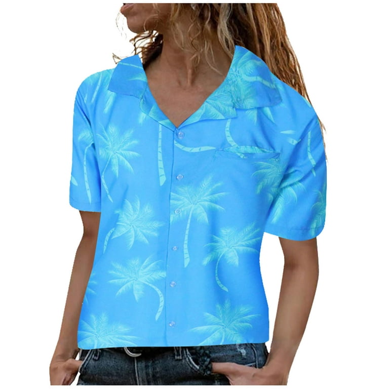 Tropical Print Button Up Shirt  Print shirts women, Hawaiian shirt women,  Hawaiian print shirts