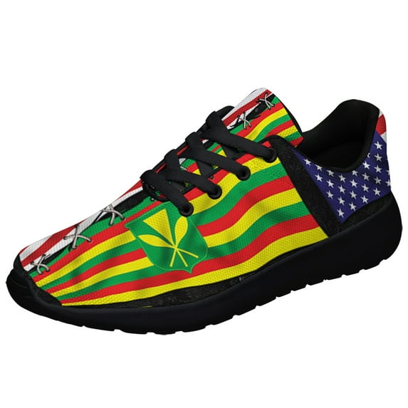 Hawaiian Shoes Sneakers for Women Men Black Size 4.5