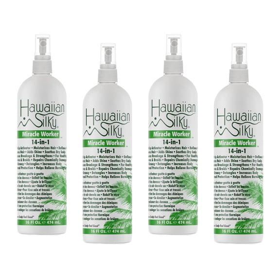 Hawaiian Silky 14-In-1 Miracle Worker No-Drip Activator & Moisturizer Spray, 16 Fl. Oz. - Pack of 4