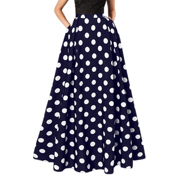 Hawaiian Skirts for Women Straight Polka Dot Stretchy 2026 Elastic High Waist Chiffon Flowy Skirts with Pockets