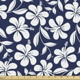 thumbnail image 1 of Hawaiian Sofa Upholstery Fabric by the Yard, Hibiscus Flower Silhouettes Repetition Aloha Summer Party Themes Print, Decorative Fabric for DIY & Home Accents, 5 Yards, Night Blue White by Ambesonne, 1 of 4