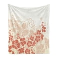thumbnail image 1 of Hawaiian Soft Flannel Fleece Blanket, Hawaii Flowers Silhouette Tropical Plants Ornamental Floral Illustration, Cozy Plush for Indoor and Outdoor Use, 60" x 80", Fuchsia Salmon White, by Ambesonne, 1 of 5