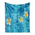 thumbnail image 1 of Hawaiian Soft Flannel Fleece Throw Blanket, Tropical Frangipani Flower Floating in Water Pool Summertime Ecofriendly, Cozy Plush for Indoor and Outdoor Use, 50" x 60", Aqua Yellow White, by Ambesonne, 1 of 5