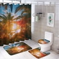 thumbnail image 1 of Hawaiian Style 4 Piece Shower Curtain Sets, with Non-Slip Rugs, Toilet Lid Cover And Bath Mat, for Bathroom Decor Set, 1 of 8