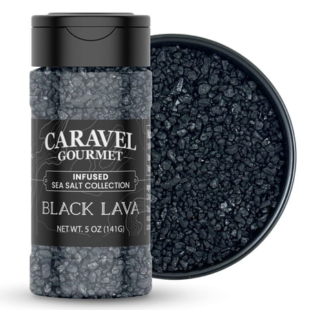 Caravel Gourmet Black Lava Sea Salt - 5oz Shaker by Sea Salt Superstore Gluten-Free
