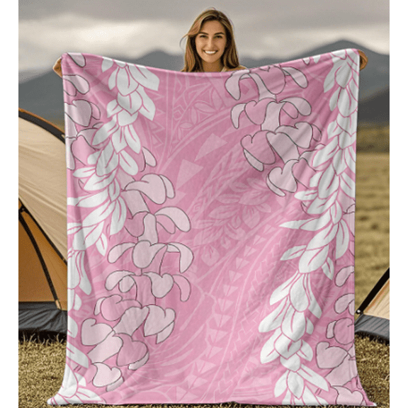 Hawaiian Style Blanket, Luxurious Polynesian Tribal and Floral Design, 100% Polyester Machine Washable, Suitable for All Seasons, Modern Home Decor or Travel Essential