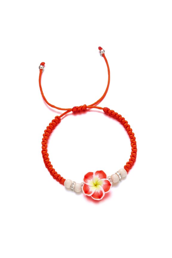 Hawaiian Style Flower Bracelet Handmade Beach Jewelry Adjustable Wristchain