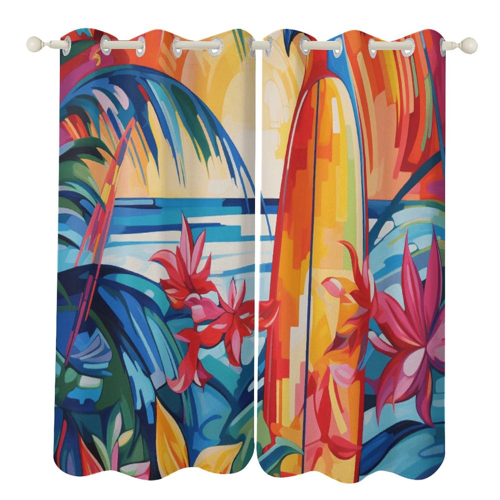 Hawainn Pattern Window Hawaiian Style Modern Window for Living Room Curtains for Child Bedroom ...
