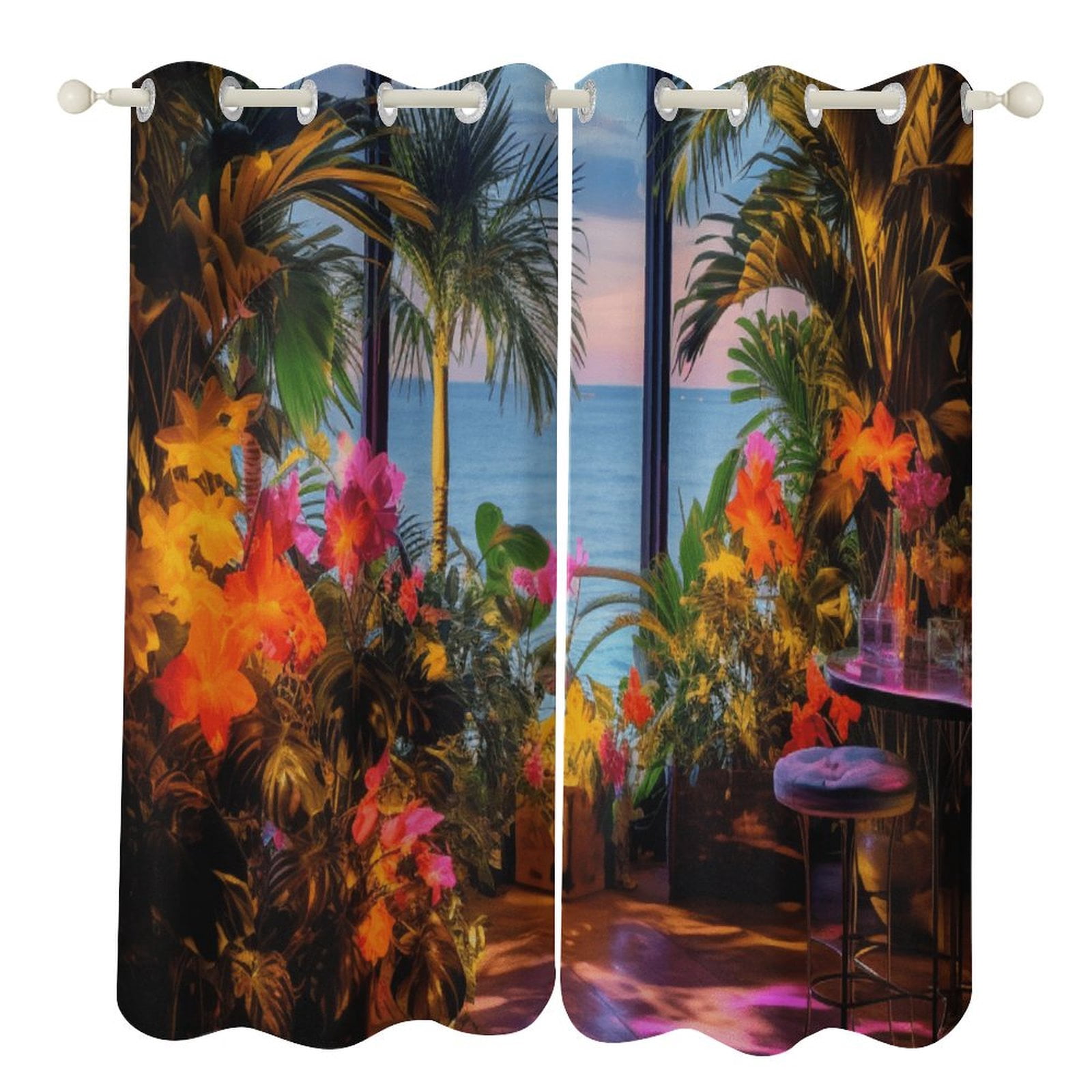 Hawainn Pattern Window Hawaiian Style Modern Window for Living Room Curtains for Child Bedroom ...
