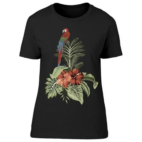 Hawaiian Style Palm And Parrot T-Shirt Women -Image by Shutterstock, Female Large