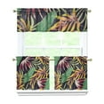 thumbnail image 1 of Hawaiian Style Palm Flower Kitchen Curtain Set 27.5x24 Inch, Tropical Polyester Valance with Tiers for Bathroom, Kitchen, Café, 1 of 6