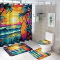 thumbnail image 1 of Hawaiian Style Shower Curtain Sets with Rugs 4 Piece Rustic, 1 of 8