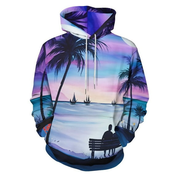 Hawaiian Style Sunset Tropical Beach Palm Tree 3D Print Hoodie Men Women Autumn Thin Pullover Sweatshirt Vintage Streetwear Tops