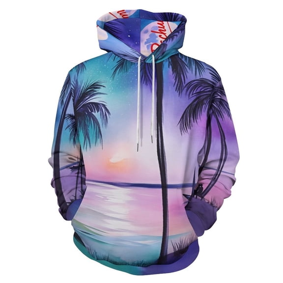 Hawaiian Style Sunset Tropical Beach Palm Tree 3d Sweatshirts Hoodie Fashion Casual Personality Men's Women Street Hoodie Pullovers Long Sleeve Comfortable Top