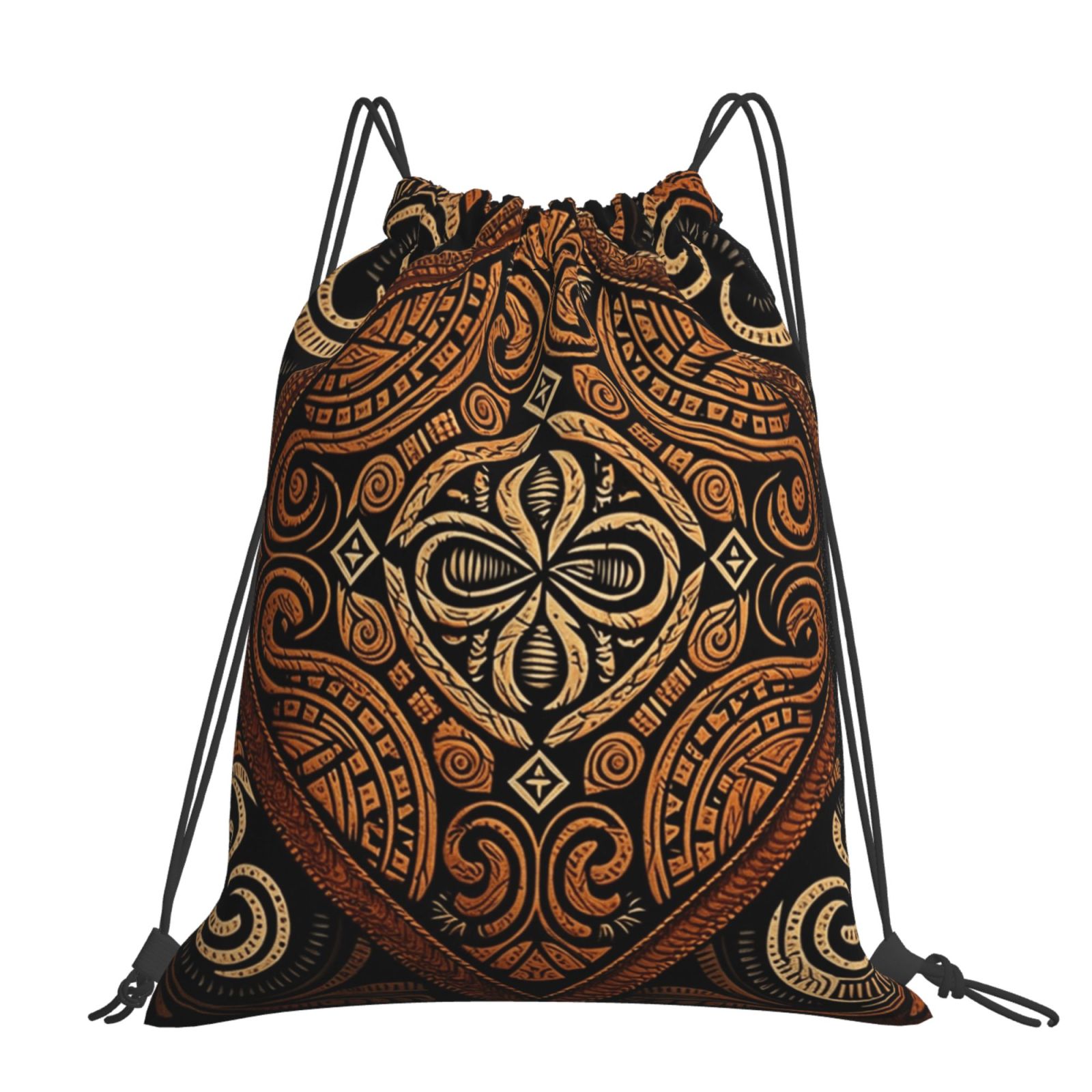 Mochila grande con cordón de arte tribal hawaiano estilo tapa, bolsa casual para deportes, senderismo, viajes y gimnasio