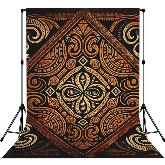 Hawaiian Style Tapa Cloth Tribal Art Photography Backdrop 5x7Ft Background for Photo Studio Video Recording Birthday Party Wedding Home Decor