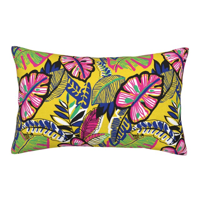 Hawaiian Style Yellow Pink Queen Pillow Cases Microfiber Pillowcases 20x30, Soft Breathable