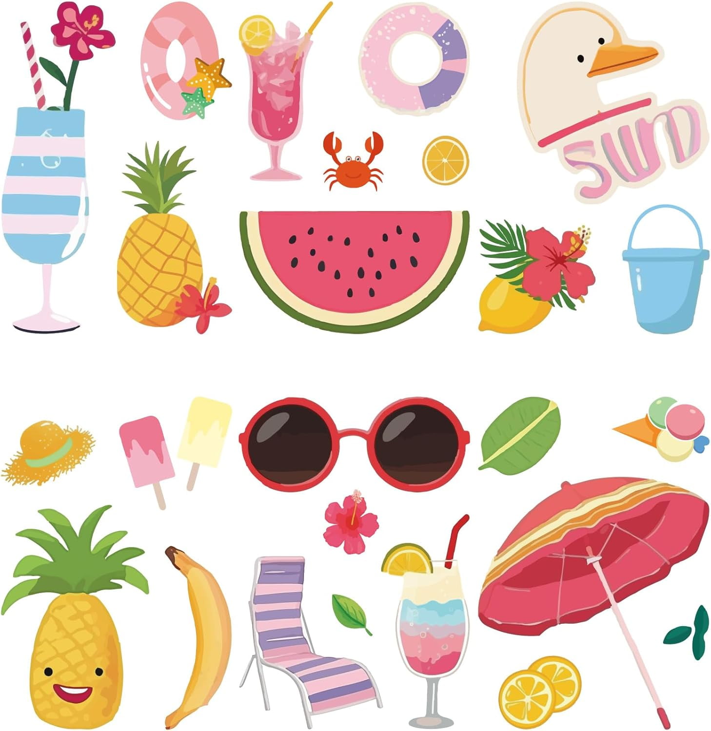 Hawaiian Summer Window Decal 8 Sheets Adhesive Waterproof Watermelon ...