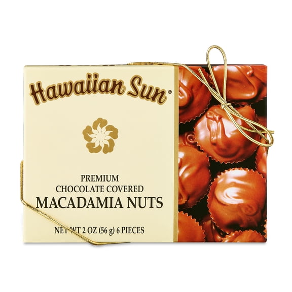 Hawaiian Sun Deluxe Whole Chocolate Covered Macadamia Nuts, 6 Count