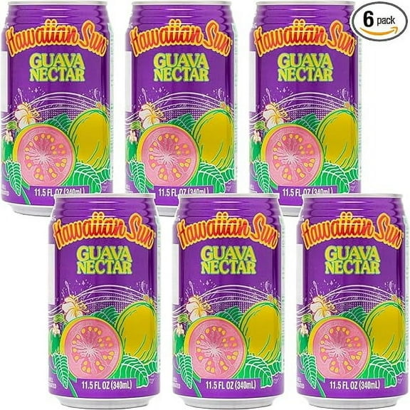 Hawaiian Sun Drinks - Guava Nectar (11.5floz x 6 cans) - Tropical Refreshing Juice