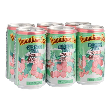 Hawaiian Sun Green Tea Lychee Drink 11.5 oz. 6 each Pack of 4